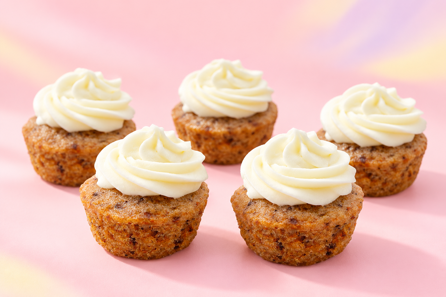 Styled arrangement based on Sweeties carrot cake cupcakes with ivory frosting